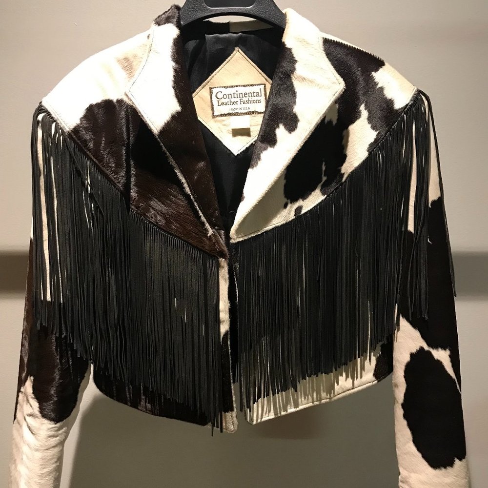 Continental Cropped Cowhide Fringe Jacket